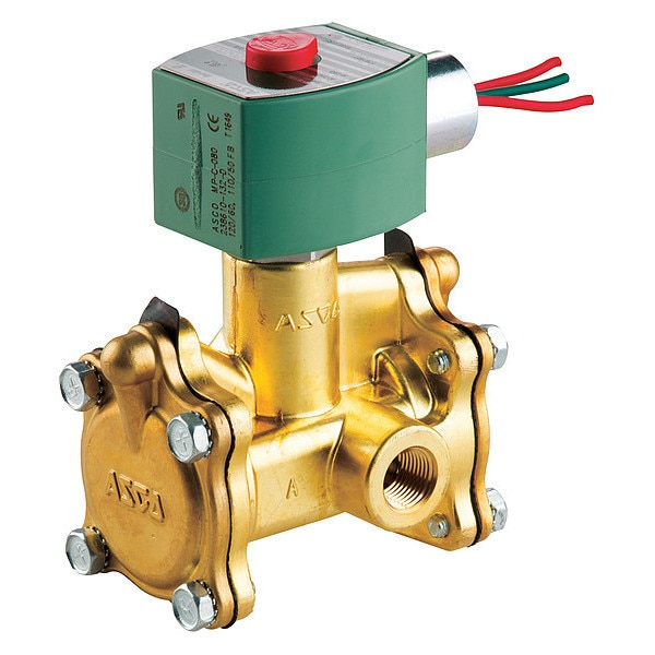 120V AC Brass Solenoid Valve, Normally Closed, 3/8 in Pipe Size