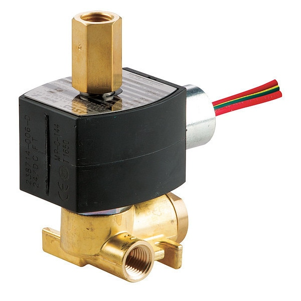 24V DC Brass Quick Exhaust Solenoid Valve, Normally Closed, 1/4 in Pipe Size