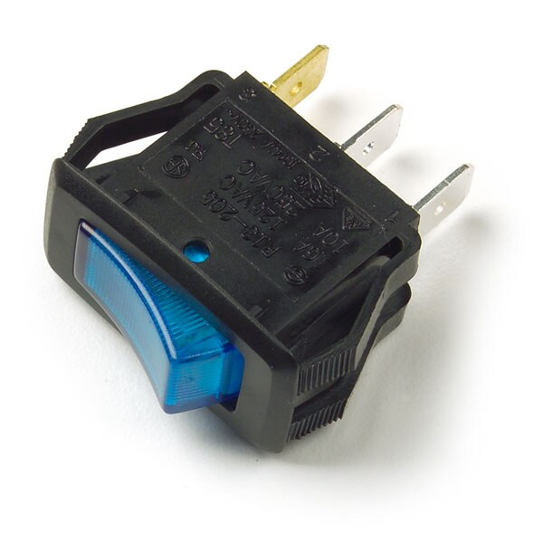 Rocker Switch, On/Off, Blue, 20A