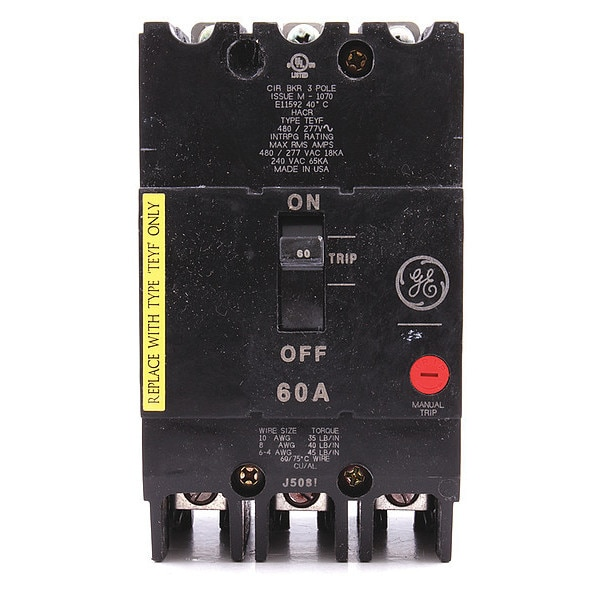 Molded Case Circuit Breaker, 60 A, 277/480V AC, 3 Pole, Bolt On Panelboard Mounting Style