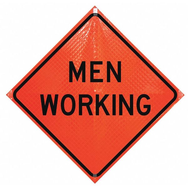 Men Working Traffic Sign, 36 in Height, 36 in Width, Vinyl, Diamond, English