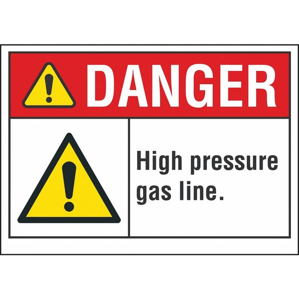 High Pressure Danger Reflective Label, 10 in H, 14 in W, English, LCU4-0076-RD_14X10