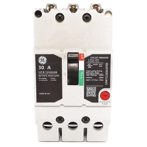 Molded Case Circuit Breaker, 30 A, 277/480V AC, 3 Pole, Bolt On Panelboard Mounting Style