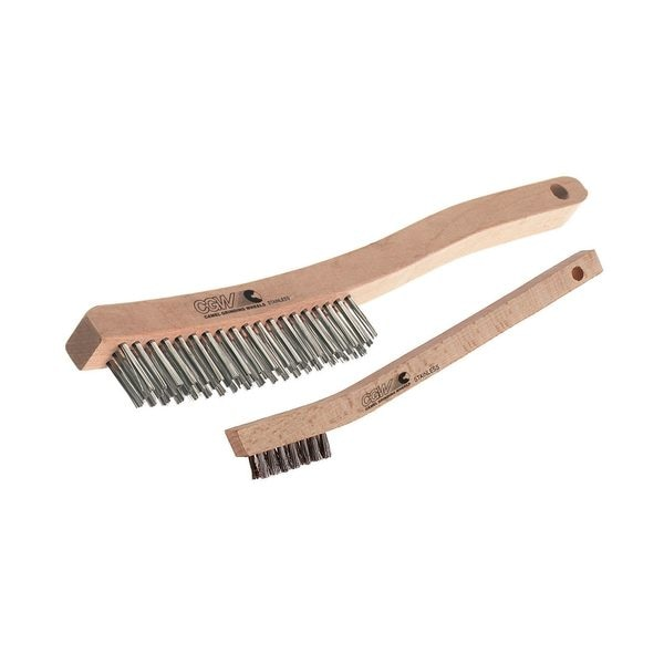 Stainless Steel Scratch Brush, 3x19 Rows, SS, Hardwood