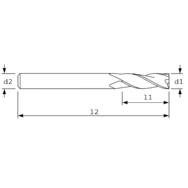 End Mill, XL Sq, 30Hl x 3Fl, 5/16