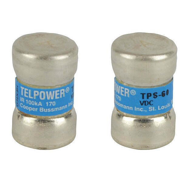 Telecom Protection Fuse, Fast Acting, 60 A, TPS Series, Not Rated, 170V DC, 7/8