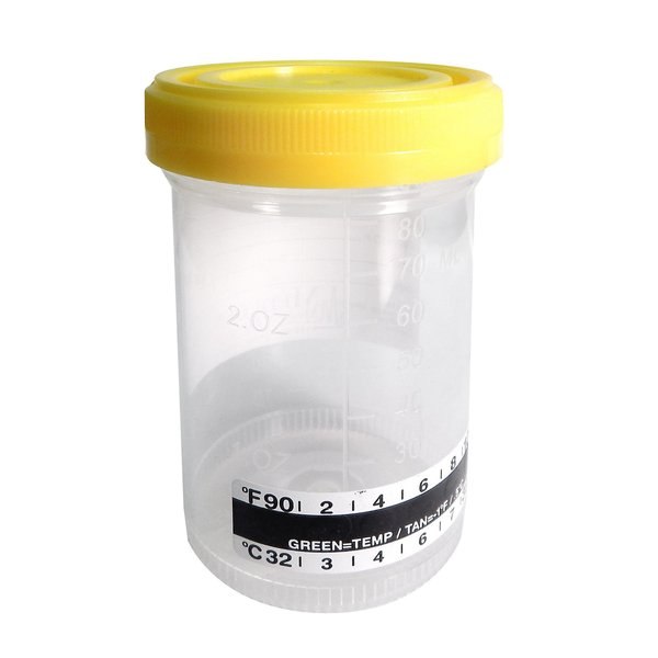 Temprtr Strp Spcmn Cntnr, 90mL, Yllw, PK400