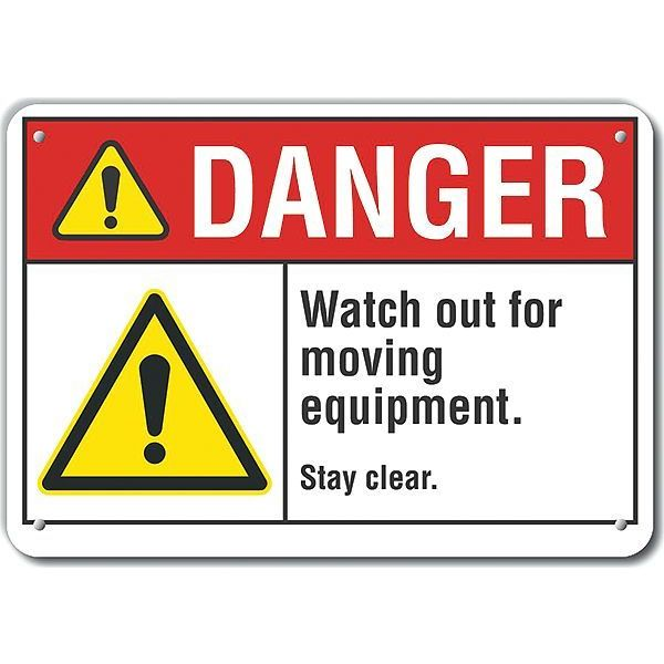 Danger Sign, 10 in Height, 14 in Width, Aluminum, Horizontal Rectangle, English