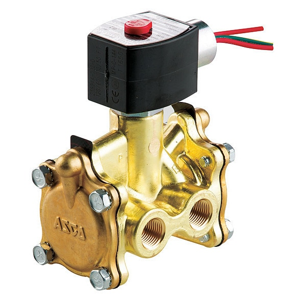 24V DC Brass Solenoid Valve, Normally Closed, 3/8 in Pipe Size