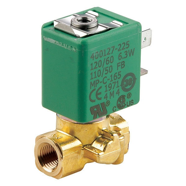 24/60V AC Brass Solenoid Valve, Normally Closed, 1/8 in Pipe Size