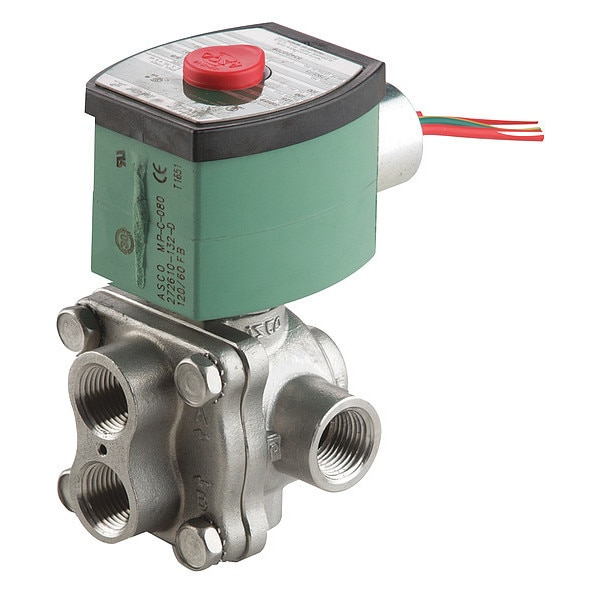 120V AC Stainless Steel Solenoid Valve, Universal, 3/8 in Pipe Size