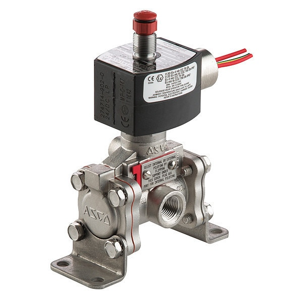 24V DC 316 Stainless Steel Solenoid Valve, Normally Closed, 3/8 in Pipe Size
