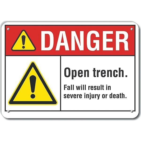 Danger Sign, 10 in H, 14 in W, Aluminum, Horizontal Rectangle, English, LCU4-0079-RA_14X10