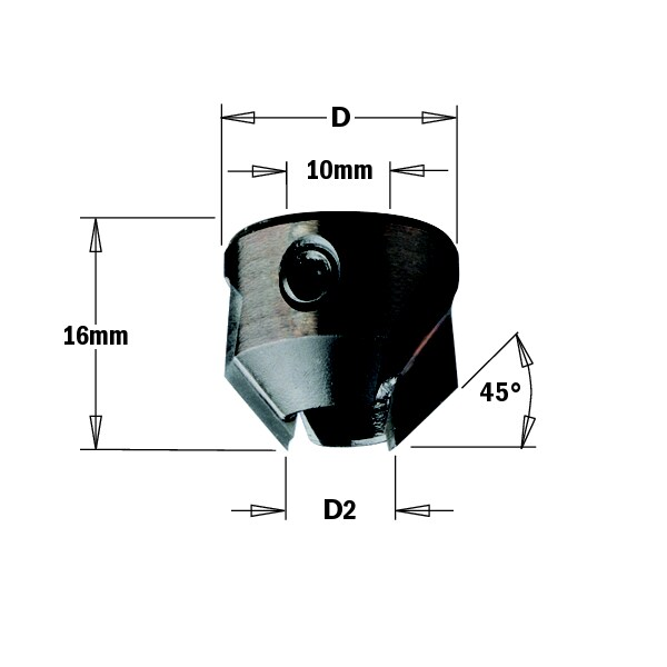 Countersink, 11-12mm Max dia., Rght