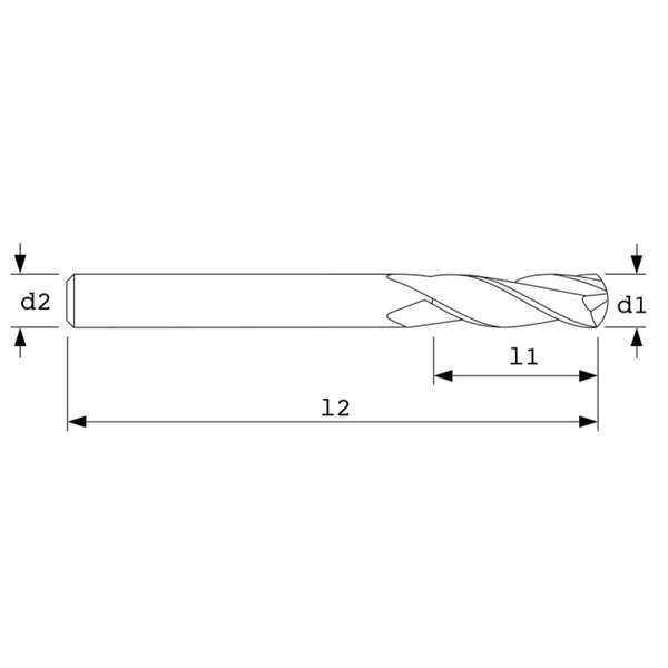 End Mill, Stub Ball, 38Hlx, 2FL, 5/16
