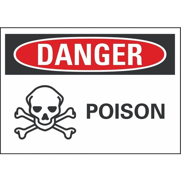 Poison Danger Reflective Label, 3 1/2 in H, 5 in W, English, LCU4-0221-RD_5X3.5