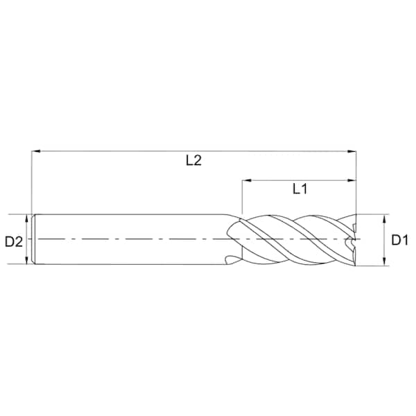 HP End Mill Sq., 3FL, 3/4