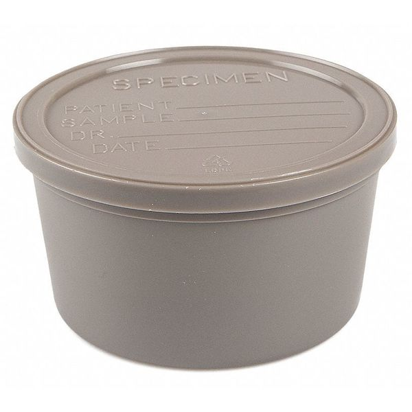 Specimen Container w/Lid, 8 oz., Gry, PK250