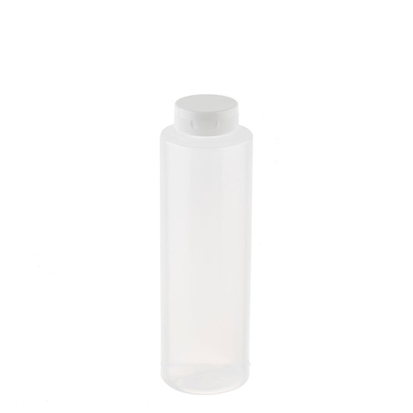 Flp Top Cap Sqz Bottle, Clr, Wht, 12OZ, PK12