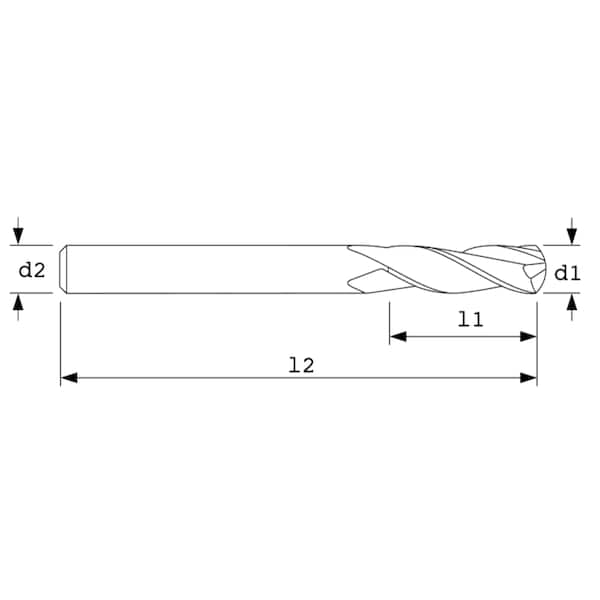 End Mill, Stub Ball, 30Hlx, 2FL, 1/4
