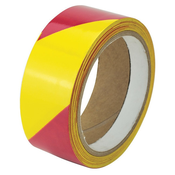 Warning Tape, Striped, Magenta/Yl, 1-1/2