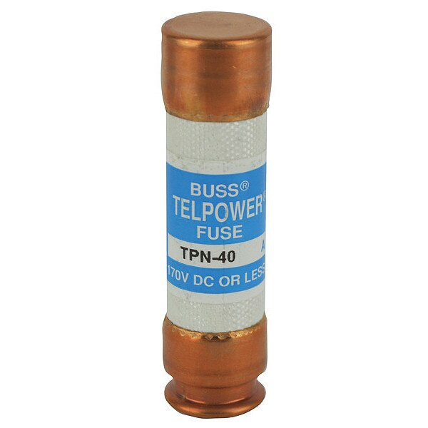 Telecom Protection Fuse, Fast Acting, 40 A, TPN Series, Not Rated, 170V DC, 3