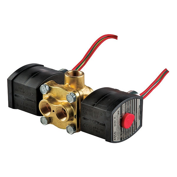 120V AC Brass Solenoid Valve, Universal, 3/8 in Pipe Size