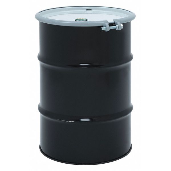 Open Head Transport Drum, Steel, 30 gal, Unlined, Black