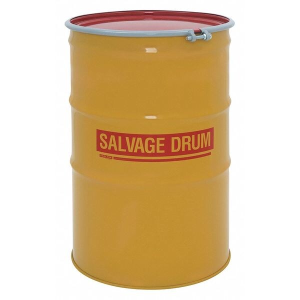 Open Head Transport Drum, Steel, 96 gal, Unlined, Yellow