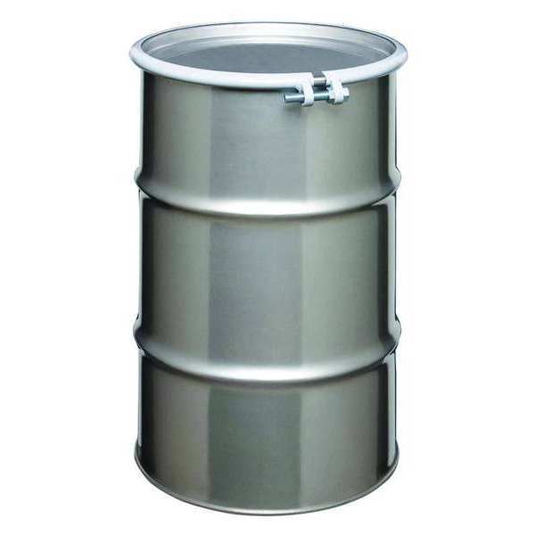 Open Head Transport Drum, 304 Stainless Steel, 20 gal, Unlined, Silver