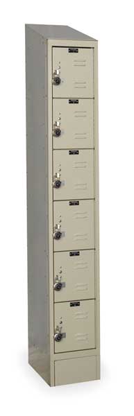 Box Locker, 12 in W, 12 in D, 82 in H, (1) Wide, (6) Openings, Tan