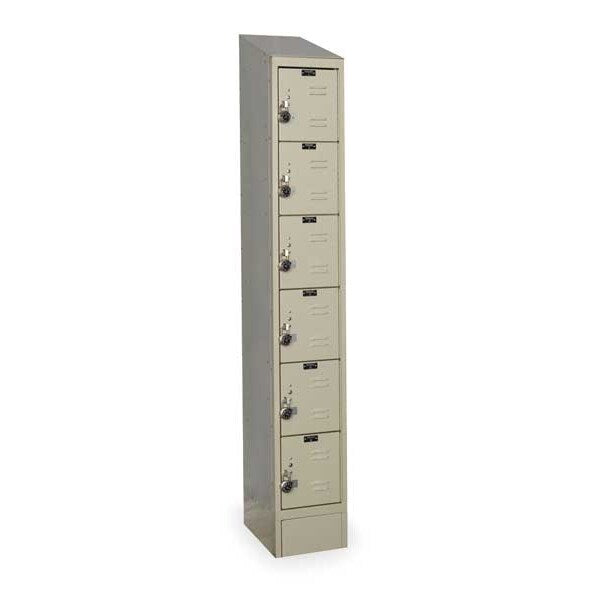 Box Locker, 12 in W, 15 in D, 83 in H, (1) Wide, (6) Openings, Tan