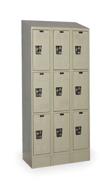 Wardrobe Locker, 36 in W, 15 in D, 83 in H, (3) Tier, (3) Wide, Tan