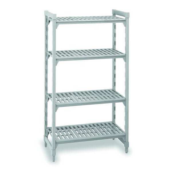 Starter Plastic Shelving Unit, Vented Style, 24 in D, 48 in W, 72 in H, 4 Shelves, Speckled Gray