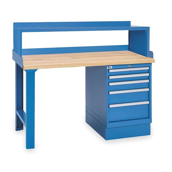 Workbench, Butcher Block, 72 in W, 35 1/4 in Height, 1,000 lb, Pedestal/Straight
