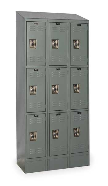 Wardrobe Locker, 36 in W, 15 in D, 83 in H, (3) Tier, (3) Wide, Dark Gray