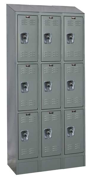 Wardrobe Locker, 36 in W, 12 in D, 82 in H, (3) Tier, (3) Wide, Dark Gray