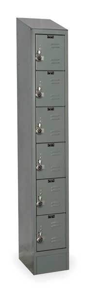 Box Locker, 12 in W, 15 in D, 83 in H, (1) Wide, (6) Openings, Dark Gray