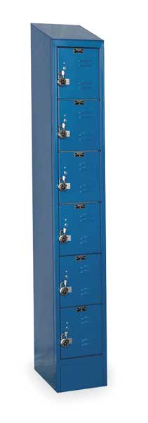 Box Locker, 12 in W, 12 in D, 82 in H, (1) Wide, (6) Openings, Marine Blue