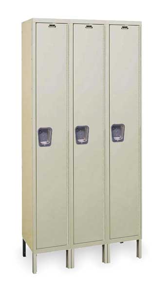 Wardrobe Locker, 45 in W, 15 in D, 78 in H, (1) Tier, (3) Wide, Tan