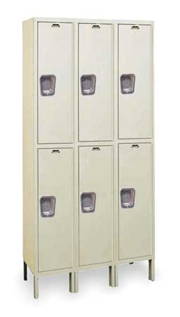 Wardrobe Locker, 36 in W, 18 in D, 78 in H, (2) Tier, (3) Wide, Tan
