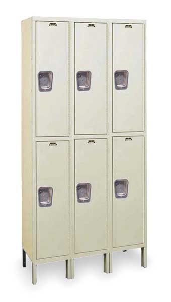 Wardrobe Locker, 54 in W, 18 in D, 78 in H, (2) Tier, (3) Wide, Tan