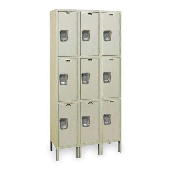 Wardrobe Locker, 36 in W, 12 in D, 78 in H, (3) Tier, (3) Wide, Tan