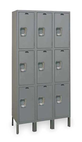 Wardrobe Locker, 36 in W, 12 in D, 78 in H, (3) Tier, (3) Wide, Dark Gray