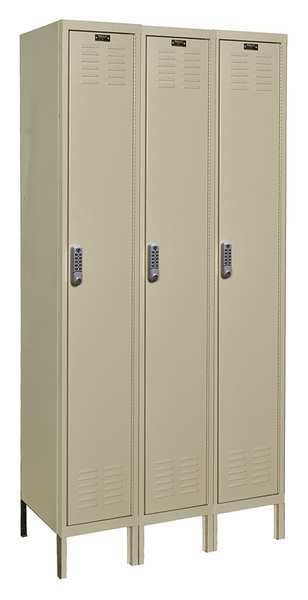 Wardrobe Locker, 36 in W, 12 in D, 78 in H, (1) Tier, (3) Wide, Tan