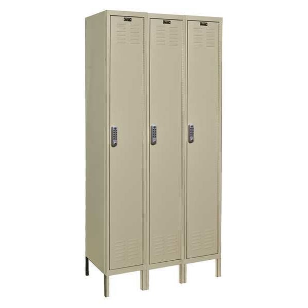 Wardrobe Locker, 36 in W, 18 in D, 78 in H, (1) Tier, (3) Wide, Tan