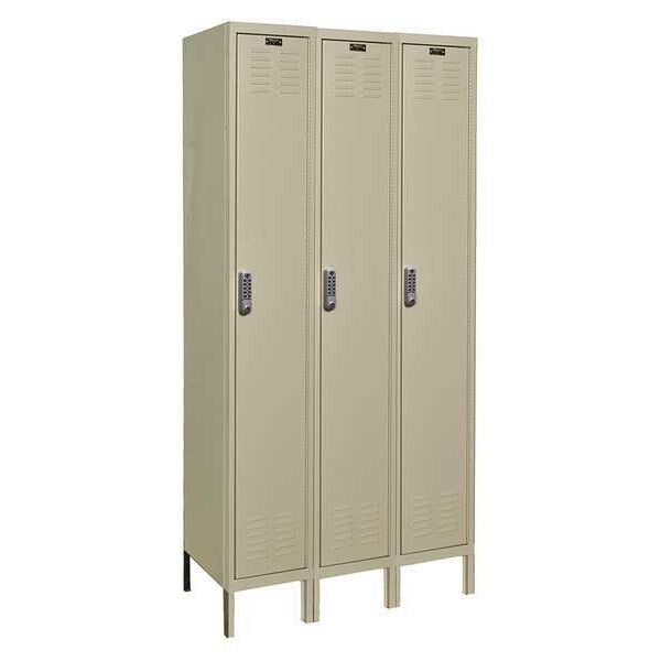 Wardrobe Locker, 36 in W, 18 in D, 78 in H, (1) Tier, (3) Wide, Tan