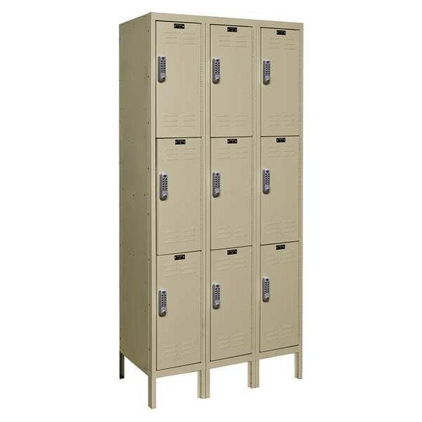 Wardrobe Locker, 36 in W, 18 in D, 78 in H, (3) Tier, (3) Wide, Tan