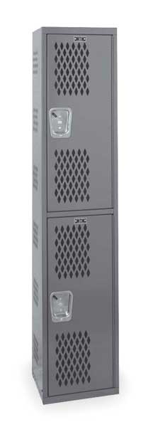 Wardrobe Locker, 12 in W, 12 in D, 72 in H, (1) Wide, (2) Openings, Dark Gray