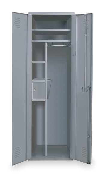 Wardrobe Locker, 24 in W, 24 in D, 72 in H, (1) Tier, (1) Wide, Dark Gray